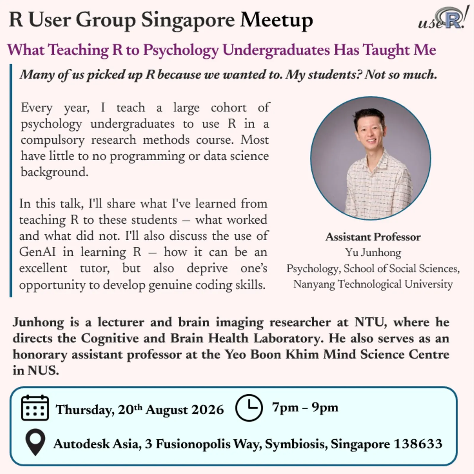 R User Group Meetup - Thursday 20 August 2026