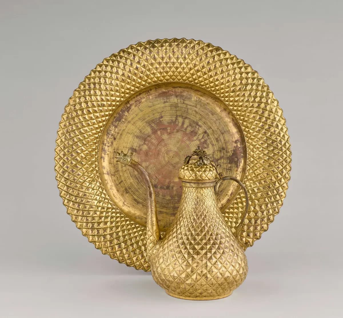 Gilded copper ewer and basin, Turkey, 19th century
