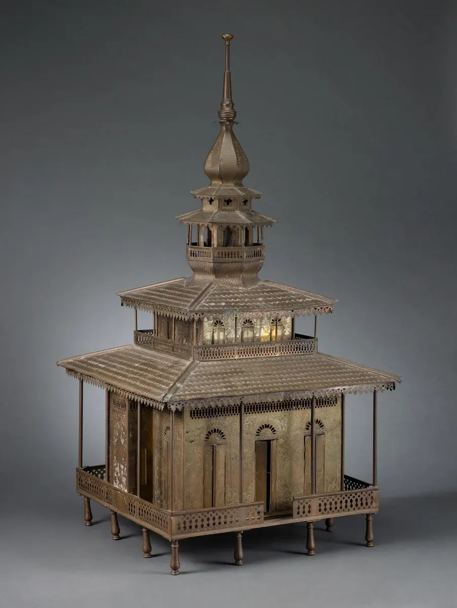 Brass and copper mosque model, West Sumatra, late 19th or early 20th century