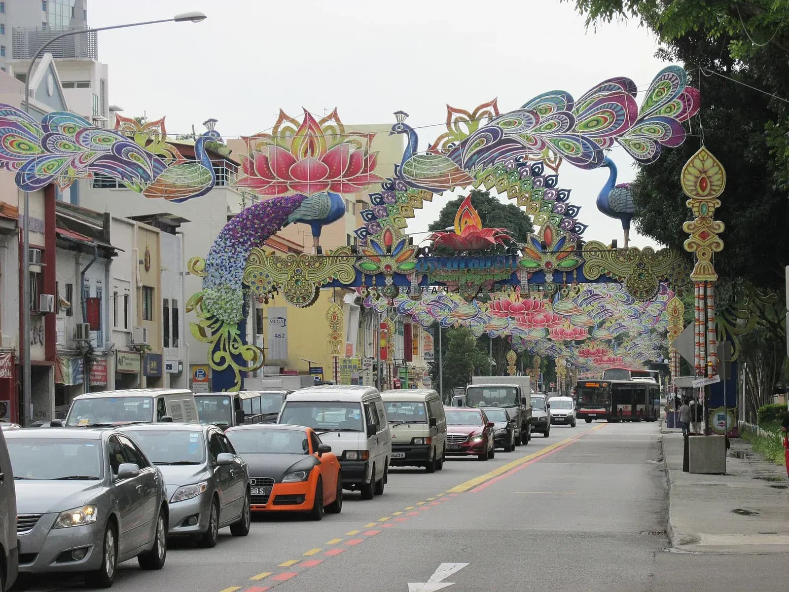 Deepavali light-up arches over Serangoon Road in Little India