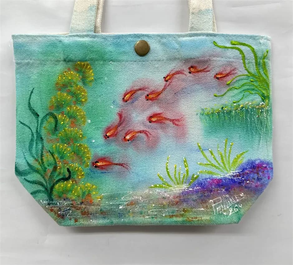 Acrylic on Textiles by Pauline Goh
