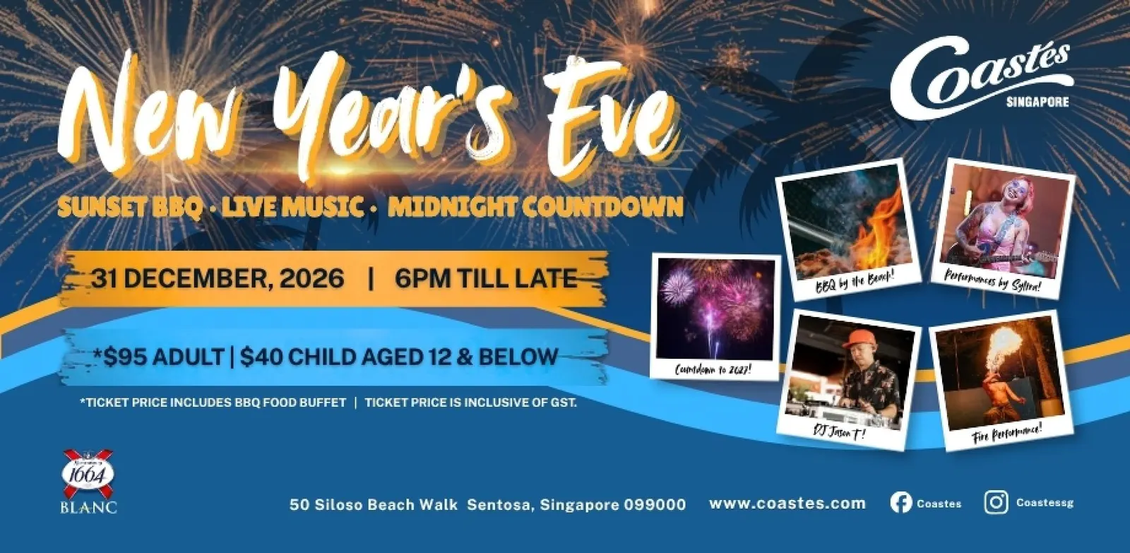 NYE 2026 AT COASTES: BEACH BBQ, LIVE MUSIC & COUNTDOWN PARTY